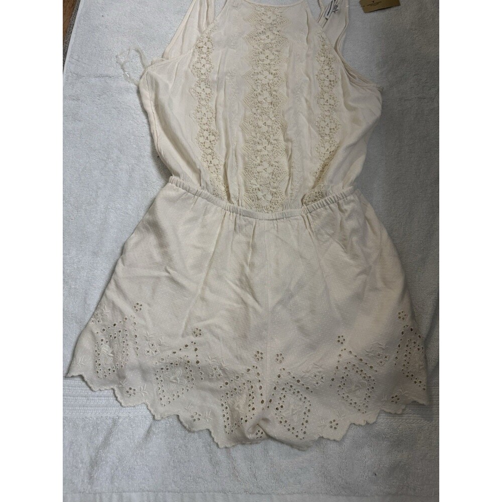 American Eagle  Womens Medium Ivory Romper Lace Festival Eyelet New - Picture 4 of 13